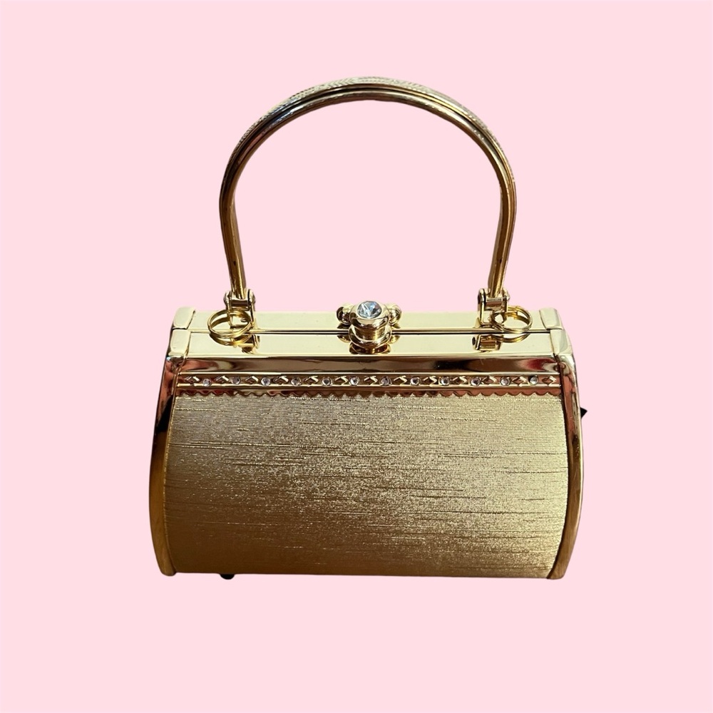 luxury retro gold rhinestone decor handbag